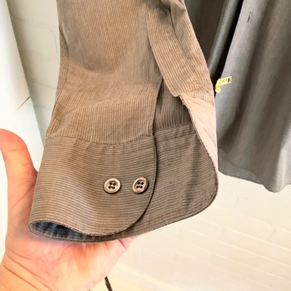 Hugo Boss Men Button down Shirt Designer Luxury Gray Pinstripes L 15.5 - Picture 13 of 13
